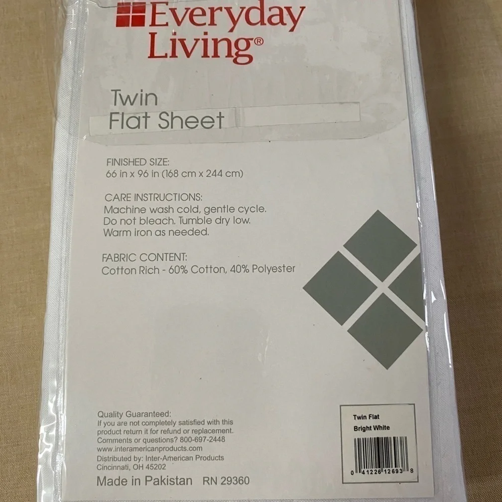 Everyday Living Twin Flat Sheet 250 Thread Count (DF)